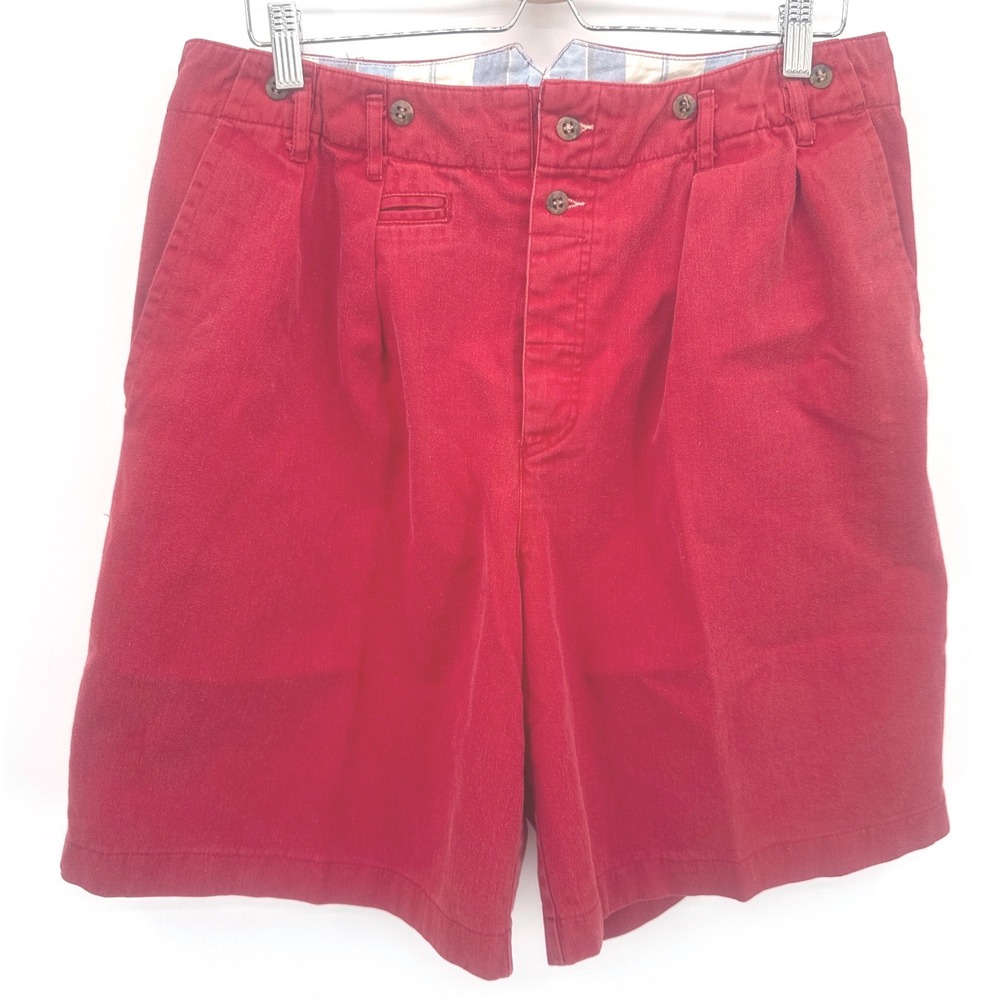 Vintage 80s Banana Republic Safari Shorts Mens 36 Red Cotton Pleated Made in USA